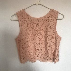 Pink lace cropped top, never worn